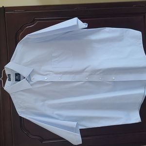 Stafford Men's Dress shirt short sleeve 19.0 Blue Wrinkle-free